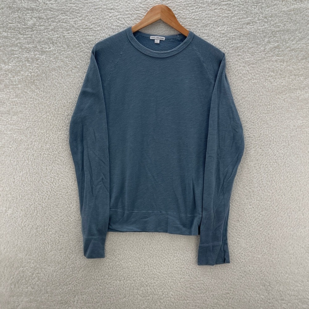 James Perse Sweatshirt Mens 1 Blue Vintage French Terry Luxury Designer Preppy
